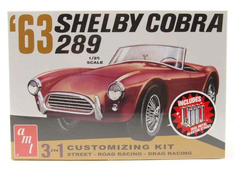Shelby Cobra 289 1963 Modellino Auto Kit Costruzione Plastica 1:25 AMT - Immagine 1 di 4