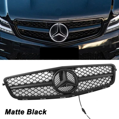 Front Grille For Mercedes Benz W204 C250 C300 C350 Grill w/Led Emblem 2008-2014 - Image 1 of 4