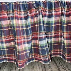 Ralph Lauren Kennebunkport Twin Bed Skirt Red & Blue Plaid Chambray 16” Drop - Picture 1 of 6