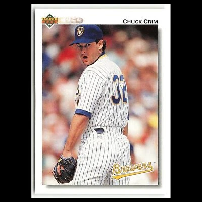 Chuck Crim #496 1992 Upper Deck Milwaukee Brewers Baseball Card MLB NM - Image 1 of 3