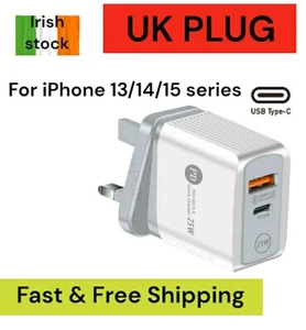 type C Quick Fast Charger Plug Wall Adapter iphone 15 14 13 12 11 X 25W PD USB C - Picture 1 of 6