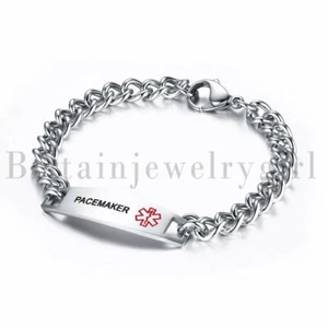 MEN Women LASER ENGRAVED Emergency Medical Alert Stainless Steel Bracelet 8.7" - Picture 1 of 26