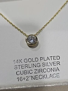 RACHEL ZOE 14K GOLD PLATED STERLING SILVER CUBIC ZIRCONIA - Picture 1 of 3