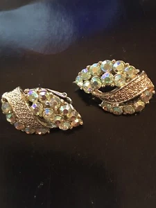 50er Jahre Ohrringe "Irisierender Strass" 50er Jahre Mid Century Modern - Bild 1 von 6