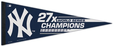 New York Yankees 27-TIME WORLD SERIES CHAMPIONS Official Premium Felt PENNANT Cover