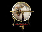 13" Pearl Ocean Gold 3- Leg Table Stand Gem Mop Gemstone World Map Globe