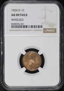 1924-D Lincoln Wheat Cent NGC AU Details Whizzed - Picture 1 of 2
