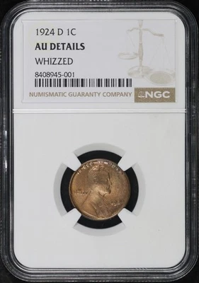 1924-D Lincoln Wheat Cent NGC AU Details Whizzed - Image 1 of 2