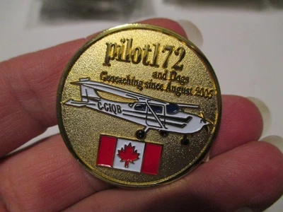 Personal PILOT172 Pilot 172 and Dogs Geocoin CANADIAN FLAG AIRPLAIN COIN - Photo 1/3