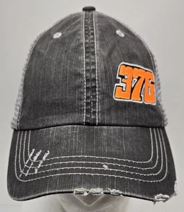 #376 Mega Cap Trucker Hat Distressed Embroidered Mesh Strapback Hook & Loop Gray - Picture 1 of 15