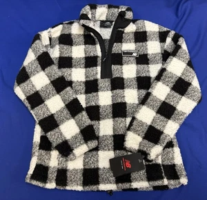 New Balance Sherpa Fleece Buffalo Plaid Quarter Zip Pullover Jacket S - Picture 1 of 7