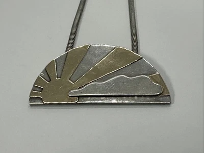 Collar Colgante M&J Savitt Plata de Ley 925 y 14k Rayos de Sol Nube Vintage 42g Foto 1 de 4
