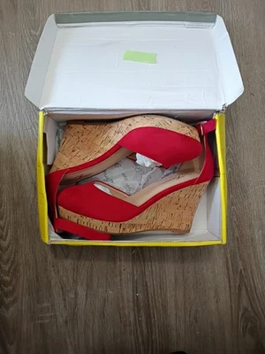 Sandalias Forever Olivia K para mujer con hebilla y punta abierta rojas talla 8 Foto 1 de 3