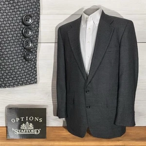 Stafford Sport Coat Mens 42L Gray Multicolor Smooth Textured Wool Two Buttons - Picture 1 of 10