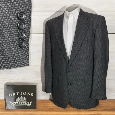 Stafford Sport Coat Mens 42L Gray Multicolor Smooth Textured Wool Two Buttons - Image 1 of 4