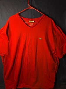 Mens Lacoste V-neck T-Shirt, 100% Pima Cotton, Red. US 4XLB/ FR 11R - Bild 1 von 5