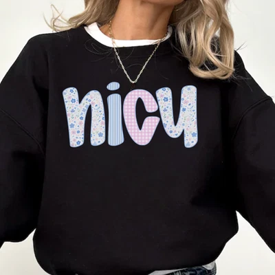 Цветочный NICU медсестра толстовка новорожденных интенсивной терапии футболка подарок для медсестер - Изображение 1 из 4