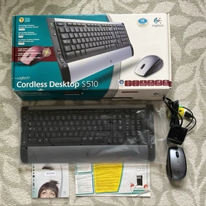 Vintage Logitech Cordless Desktop S510 Kabellose Tastatur & Maus | Originalverpackt - Bild 1 von 15