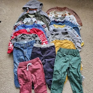 18pc baby boy clothing lot 24 month 2T pants jeans sweatshirt tops sleeper - Picture 1 of 5