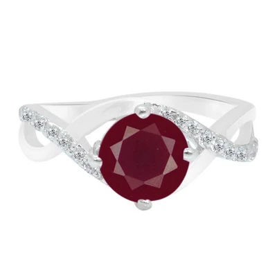 1.30Ct Natural Burmese Red Ruby & IGI Certified Diamond Ring In 14KT White Gold - Image 1 of 4