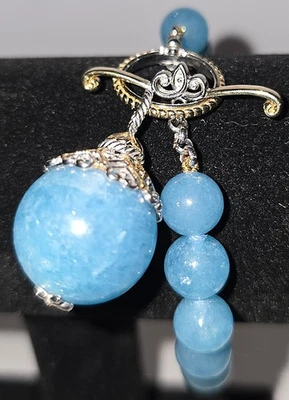 Pulsera de palanca GemsEnVogue paladio sobre plata azul brumoso aguamarina, 7,5" L Foto 1 de 4