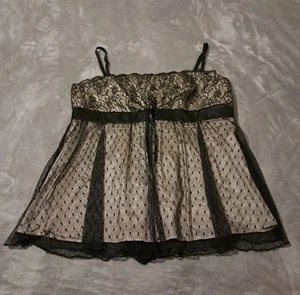 Womens Lace Mesh Black Tank Top Y2K Fairy Goth Grunge Size XL. - Picture 1 of 6