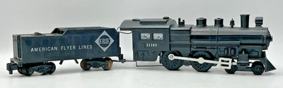 Gilbert American Flyer S Gauge 21165 4-4-0 Erie Loco/Tender - Runs Well - Image 1 of 4