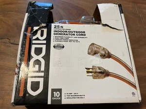 Ridgid 69L14025RGD Cavo di prolunga per generatore esterno 25 piedi 10/4, estremità illuminata - Foto 1 di 9