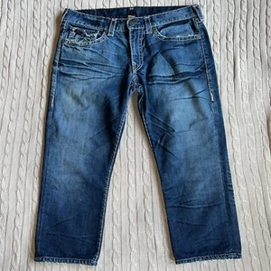TRUE RELIGION GENO RELAXED  Pocket Flap WASH Denim JEANS 36 Made In USA - Picture 1 of 18