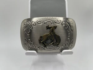 Gold and Silver Tone Vintage Cowboy Horse Riding Belt Buckle - Imagen 1 de 8