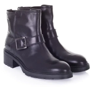 Hogan Schuhe Damen Stiefel Stiefel Stiefeletten Biker Leder Schwarz Schuhe Black - Bild 1 von 9