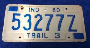 1980 Indiana Trail 3 Nummernschild, 53277Z - Bild 1 von 2