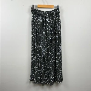 JOIE pleated belted maxi skirt medium green print - Picture 1 of 9
