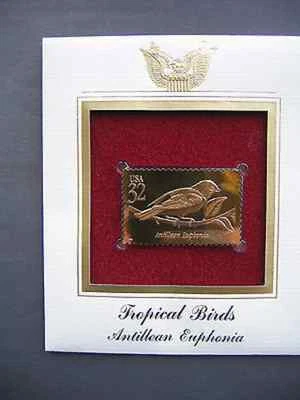 Tropical Birds Antillean Euphonia 1998 oro oro FDC cubierta réplica sello Foto 1 de 3