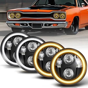 4pcs 5.75" 5-3/4" Round LED Headlights Hi/Lo Beam Halo DRL for DODGE Challenger - Picture 1 of 19