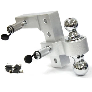 1-7/8" & 2" Ball Adjustable Aluminum Tow Hitch 6" Raise Drop & 2pc Key Lock Pins - Picture 1 of 7