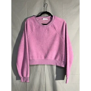 Double Zero Sweater Sweatshirt Womens Large Purple Crop Fleece Pullover Cozy - Picture 1 of 9
