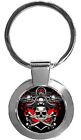 Skull & Crossbones Pirate Luxury Round Shaped Metal Keyring In A Gift Box