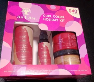 AS I am Curl Color Holiday Kit new leave in conditioner, hot red & bold gold  — 第 1/4 张图片