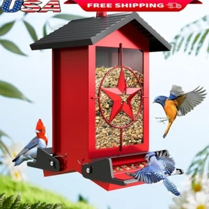 Squirrel Proof Bird Feeder Metal Outdoor Wild Bird Seed Feeding Station 5lb Hot - Picture 1 of 7