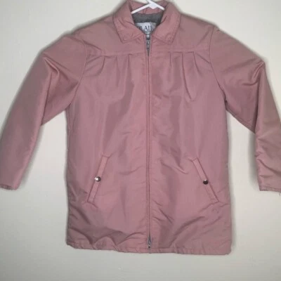 Blair Windbreaker Pink Jacket Coat Pockets Zip Up Faux Fur Lined Womens Medium - Image 1 of 4