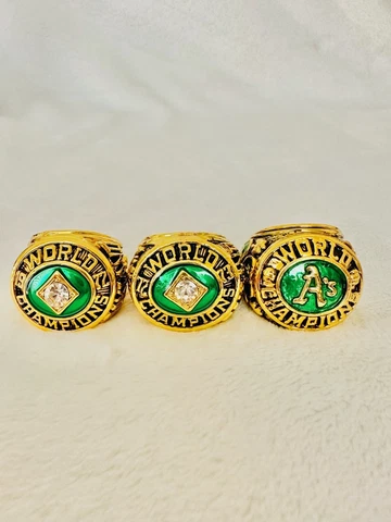 3 PCS Oakland Athletics World Series Ring Complete Set, US SHIP 1972/73/74 Cover