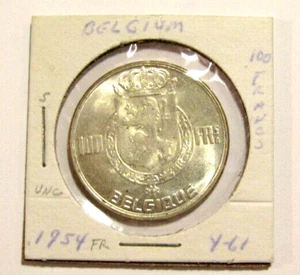 Belgium 1954-FR 100 Francs unc Silver Coin - Picture 1 of 5