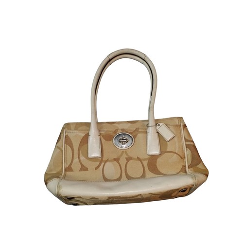 Borsa Coach Hampton Optic autentica firma logo chiusura girevole pelle 11820 Boho