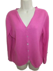 Grayson & Dunn 100% Cashmere Pink V-neck Cardigan Woman May fit Size XL 1X - Picture 1 of 5