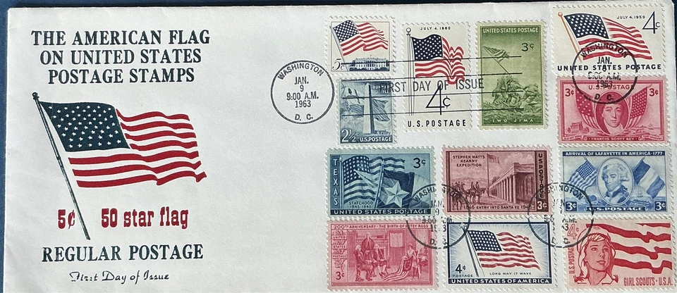 1208 US Flag Over White House and Too Many Flags on Stamps on 1 Cover #10  - Image 1 of 1