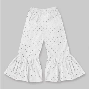 A.T.U.N. White & Black Polka Dot Boho Bell Bottoms Pants 1 2 - Picture 1 of 2