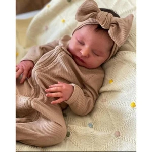 Poupée bébé nouveau-né en vinyle souple 48 cm Laura poupées reborn endormies peau 3D pour enfants - Photo 1/3