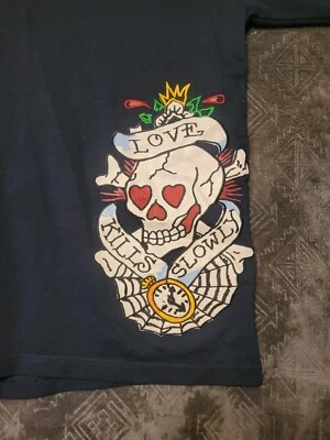 Ed Hardy Polo Shirt Love Kills Slowly Skull Mens XXL Blue Dice Crown Y2k Rare  - Image 1 of 4