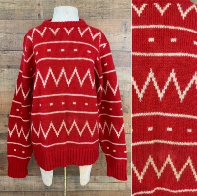 Vintage 1980’s Oversized Graphic Knitwear Sweater Size L Hong Kong Grandpa - Image 1 of 4